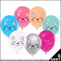 Miss Cat Balon, 30cm x 6 Adet