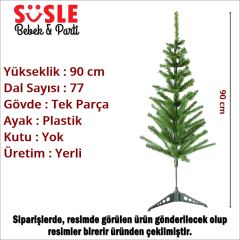 90 cm Yılbaşı Çam Ağacı - 77 Dallı ve Plastik Ayaklı