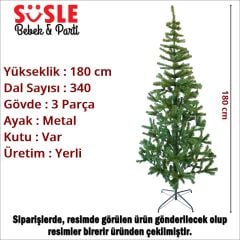 180 cm Yılbaşı Çam Ağacı - 340 Dallı ve Metal Ayaklı