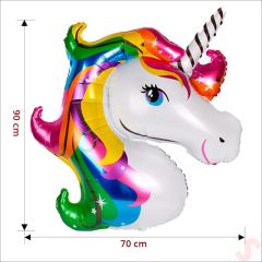 Unicorn Kafa Folyo Balon, 90cm x 70cm