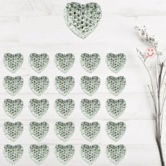 Polyester Kalp Fiyonk, 1,3 cm - 25 Adet - GÜMÜŞ