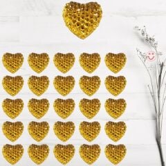 Polyester Kalp Fiyonk, 1,3 cm - 25 Adet - ALTIN