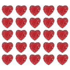 Polyester Kalp Fiyonk, 1,3 cm - 25 Adet - KIRMIZI