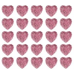 Polyester Kalp Fiyonk, 1,3 cm - 25 Adet - PEMBE