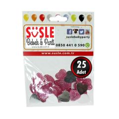 Polyester Kalp Fiyonk, 1,3 cm - 25 Adet - PEMBE