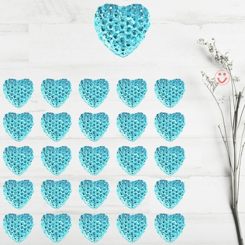 Polyester Kalp Fiyonk, 1,3 cm - 25 Adet - MAVİ