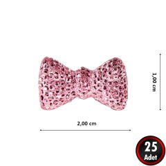 Polyester Papyon Fiyonk, 2,0 x 1,0 cm - 25 Adet - PEMBE