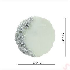 Epoksi Taşlı 6,50 cm Magnet, Gümüş - 10 Adet
