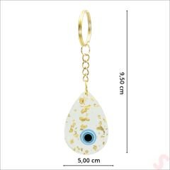 Epoksi Nazarlı Anahtarlık, Altın - 1 Adet