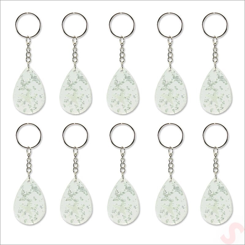 Epoksi Yıldızlı Anahtarlık, Gümüş - 10 Adet