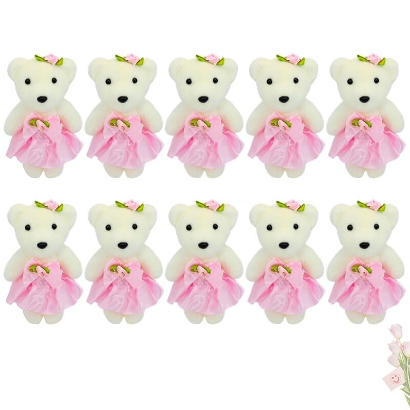 Minik Ayıcık Süs, 11cm x 6cm - Pembe - 10 Adet