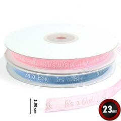 Organze Kurdele, Boy / Girl - 1,0 cm x 23 mt - Renk Seçenekli -