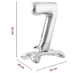 7 Rakam Ayaklı Folyo Balon, 65 cm - Gümüş