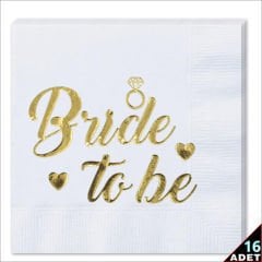 Bride To Be Peçete, 16 Adet - Altın