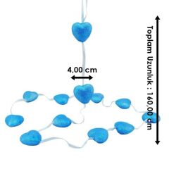 12' Li Sarkıt Kalp Süs - 160 cm - Mavi