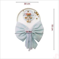 Kasnaklı Fiyonk ve Ayıcıklı 30cm Kapı Süsü - Mavi