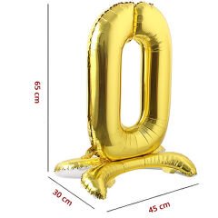 0 Rakam Ayaklı Folyo Balon, 65 cm - Altın