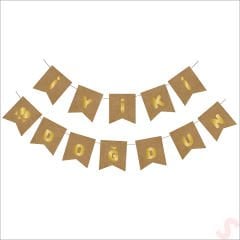 İyiki Doğdun Kraft Karton Yazı, Altın Baskılı