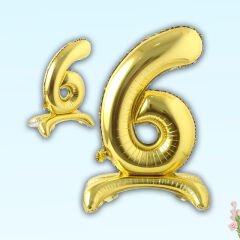 6 Rakam Ayaklı Folyo Balon, 65 cm - Altın