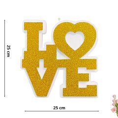 Love Strafor Süs, 25cm x 25cm - Altın