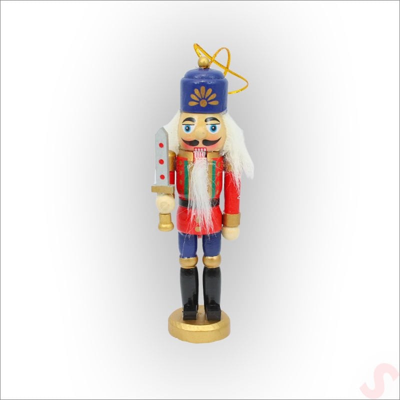 Kurşun Asker, Ahşap Fındıkkıran 13cm - Kılıçlı Kırmızı