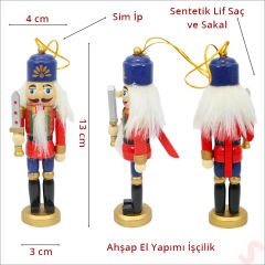 Kurşun Asker, Ahşap Fındıkkıran 13cm - Kılıçlı Kırmızı