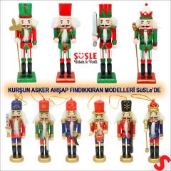 Kurşun Asker, Ahşap Fındıkkıran 13cm - Kılıçlı Kırmızı
