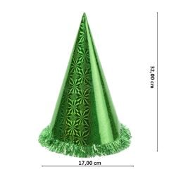 Hologram Karton Şapka, 32 cm - Yeşil