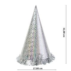Hologram Karton Şapka, 32 cm - Gümüş