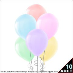 12,5 cm Makaron Çok Renkli Balon - 10 Adet