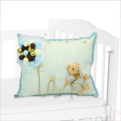 Takı Yastığı, Bubble ve Pelüş Ayıcık Süslemeli - Mavi