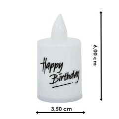 Happy Birthday Pilli Led MuM, 6,00 cm x 3,50 cm - Beyaz