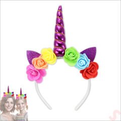 Unicorn Tek Boynuz Dolgulu Eva Taç, 1 Adet - Mor