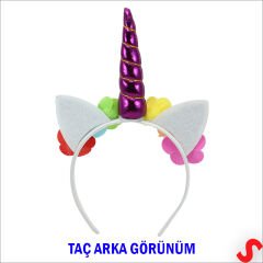 Unicorn Tek Boynuz Dolgulu Eva Taç, 1 Adet - Mor