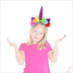 Unicorn Tek Boynuz Dolgulu Eva Taç, 1 Adet - Mor