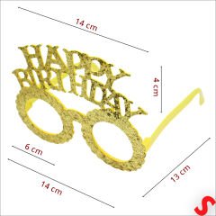 Happy Birthday Taç ve Gözlük Seti - Altın