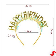 Happy Birthday Taç ve Gözlük Seti - Altın