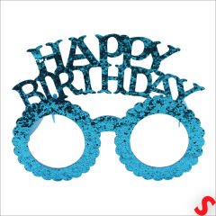 Happy Birthday Taç ve Gözlük Seti - Mavi