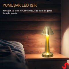 Şarjlı Dokunmatik Ayarlanabilir Renk Tonlu LED Masa Lambası - 23cm