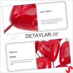 Minyatür Kalp Çubuk, 3 cm x 5 cm - 10 Adet