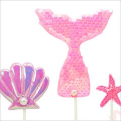 Deniz Kızı Pul Payetli Pasta SüSü, 4'lü SET - Pembe