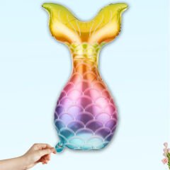 Deniz Kızı Kuyruk Folyo Balon - 80 cm x 50 cm