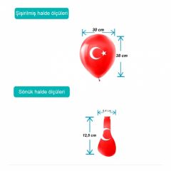 Ay Yıldız Baskılı 30cm Balon - 8 Adet