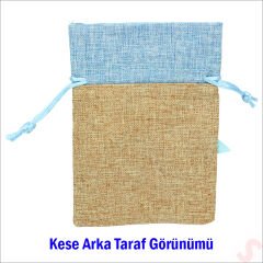 Bebek Temalı Jüt Kese 10cm x 13cm - Mavi x 12 Adet