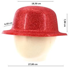 Simli Melon Şapka, 27cm x 7cm x 1 Adet - Kırmızı