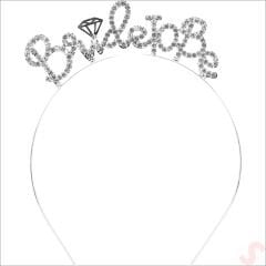 Kristal Parlak Taşlı, Metal Bride To Be Taç - Gümüş
