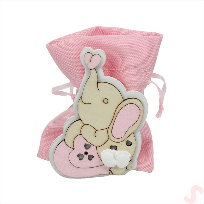 Ahşap Standlı 10cm x 8cm KESE, Fil Pembe - 1 Adet