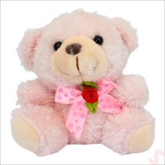 Pembe Pelüş Ayıcıklı ve Kutulu Yapay Çiçek Buketi - 20cm