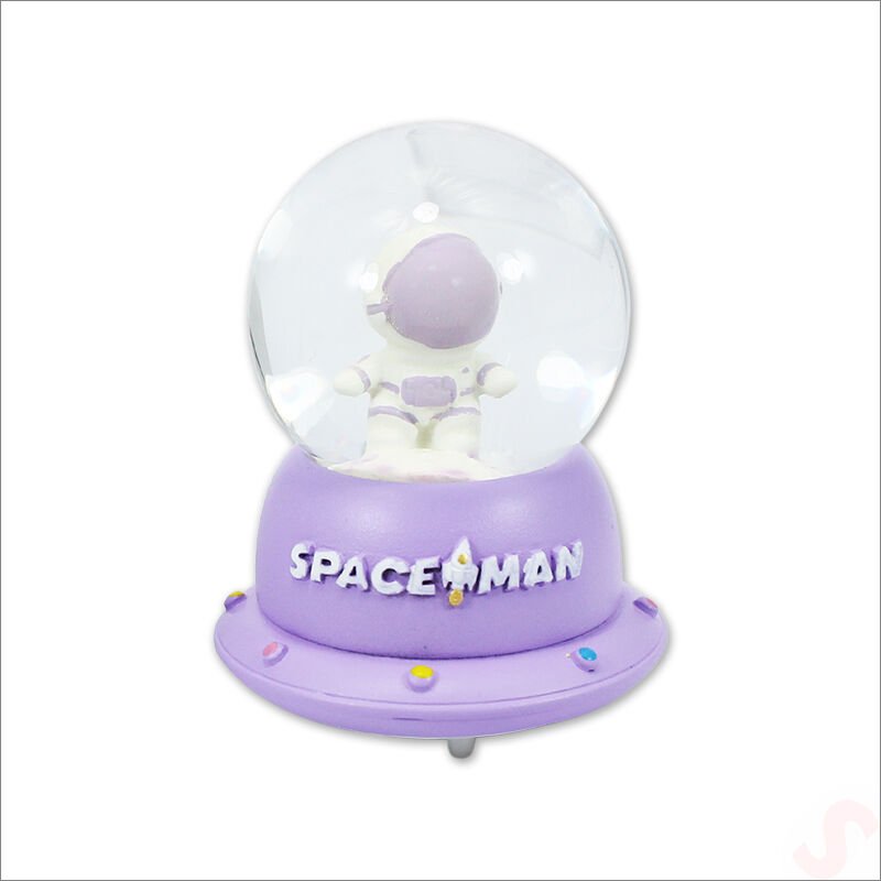 Uçuşan Yıldızlı,7,5cm x 4,5cm Led Işıklı Astronot Küre - Lila