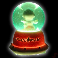 Uçuşan Yıldızlı,7,5cm x 4,5cm Led Işıklı Astronot Küre - Pembe